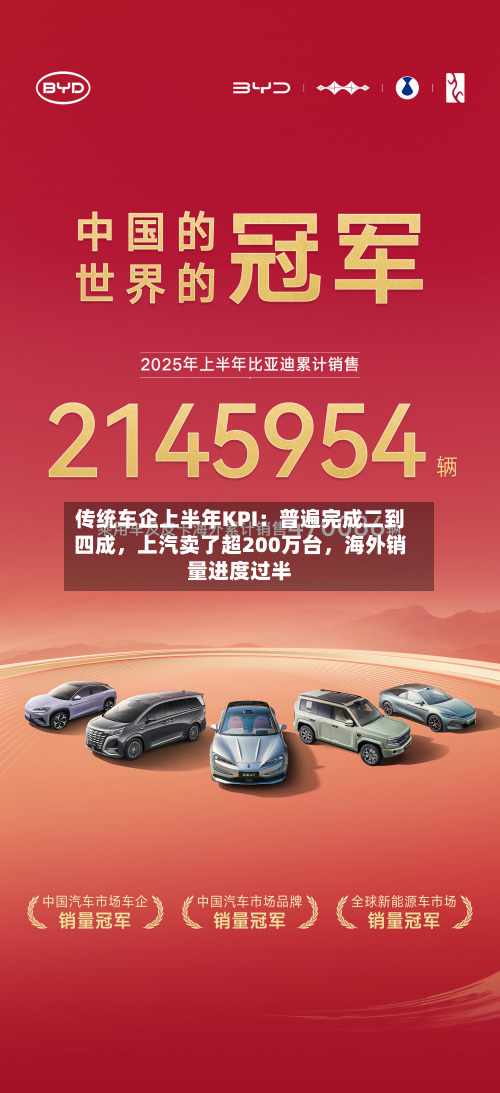 传统车企上半年KPI：普遍完成二到四成	，上汽卖了超200万台，海外销量进度过半-第2张图片