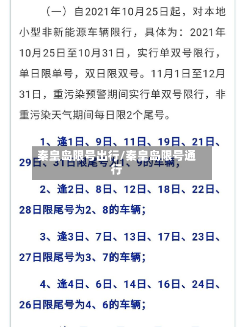 秦皇岛限号出行/秦皇岛限号通行