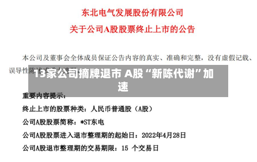 13家公司摘牌退市 A股“新陈代谢”加速-第2张图片
